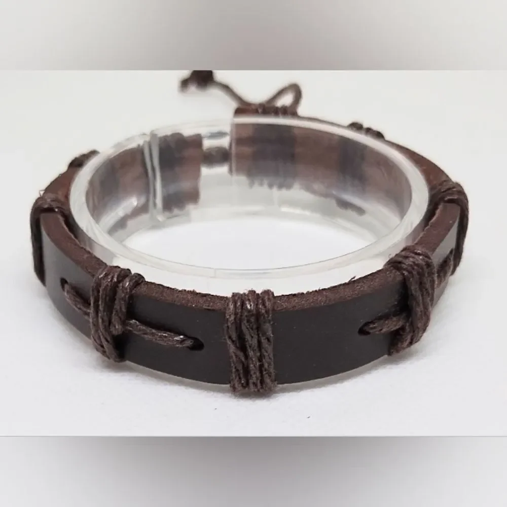 Men's‎ bracelet leather braided brown new e51